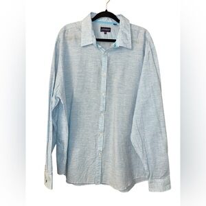 Jeremy Argyle NYC blue linen blend button front shirt